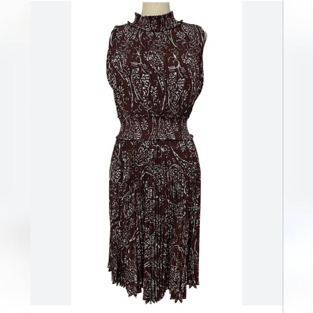 Nanette Lepore Mock Neck Pleated Midi Dress Size 8